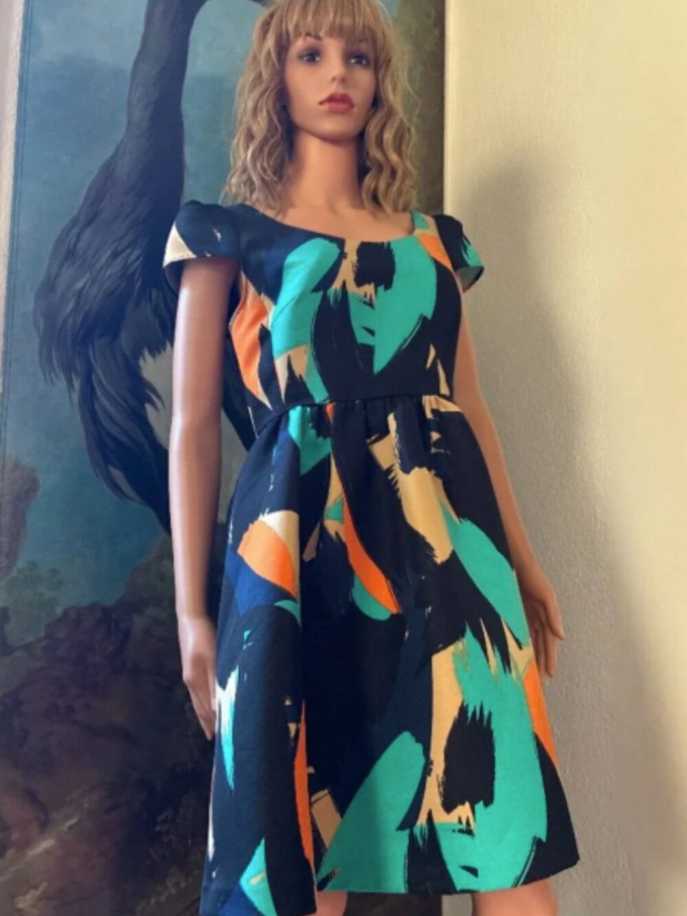 Anthropologie Moulinette Soeurs Pinion Womens Colorful Paint Splatter Dress Sz 8